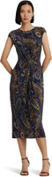 Платье из джерси с узором пейсли и закрученной передней частью LAUREN Ralph Lauren, цвет Navy Multi