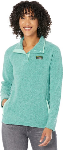 Пуловер на кнопках из шерпы размером 1/4 со спущенным воротником L.L.Bean, цвет Warm Teal