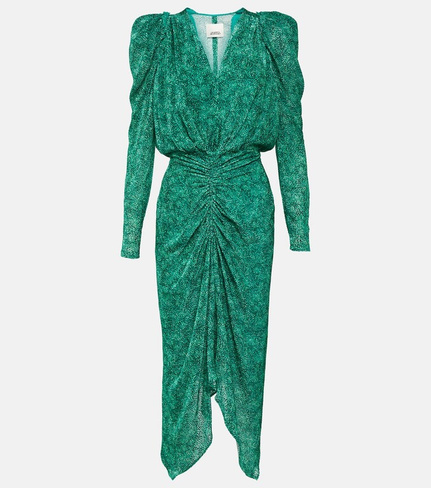 Бархатное платье миди maray с объемными рукавами Isabel Marant, зеленый