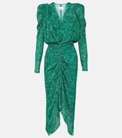 Бархатное платье миди maray с объемными рукавами Isabel Marant, зеленый