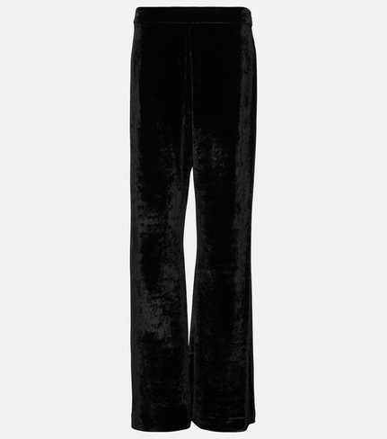 Широкие бархатные брюки с высокой посадкой Jil Sander, черный