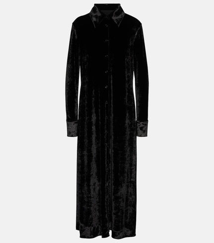 Бархатное платье-рубашка Jil Sander, черный