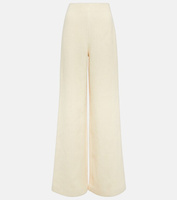 Вельветовые брюки широкого кроя из шерсти и хлопка Loro Piana, белый