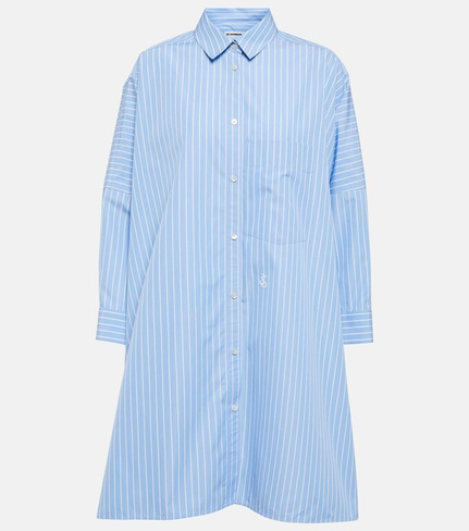 Полосатая рубашка из хлопкового поплина Jil Sander, синий