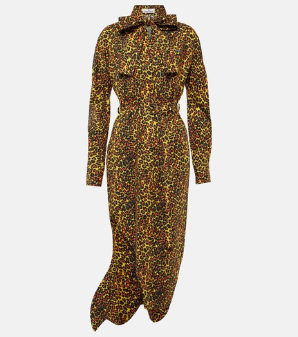 Хлопковое платье макси с леопардовым принтом Vivienne Westwood, мультиколор