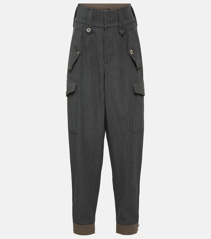 Шерстяные брюки-карго daian с высокой посадкой Loro Piana, серый