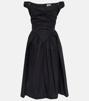Платье миди из хлопкового поплина со сборками Vivienne Westwood, черный