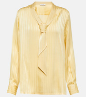 Шелковая блузка с завязками на воротнике Loro Piana, бежевый
