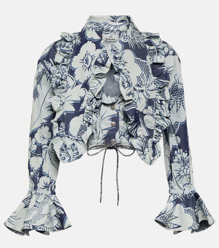 Хлопковая блузка с цветочным принтом в форме сердца Vivienne Westwood, синий