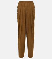 Плиссированные брюки с высокой посадкой из льна и шерсти Loro Piana, коричневый