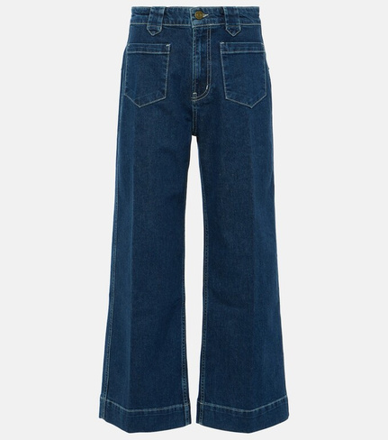 Укороченные прямые джинсы с высокой посадкой Frame, синий