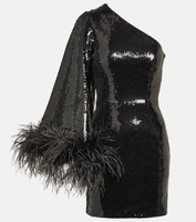 Мини-платье nika с пайетками и отделкой перьями Rebecca Vallance, черный