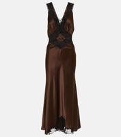 Шелковое платье aries с вырезом халтер и кружевной отделкой Sir, коричневый