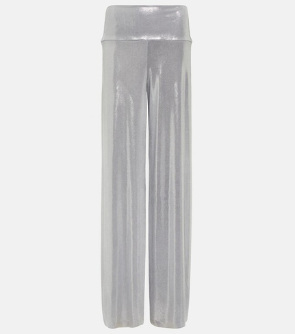 Широкие брюки из ламе с изображением слона Norma Kamali, серебро