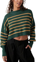 Укороченный пуловер Stripe Easy Street Free People, цвет Hunter Green Combo
