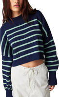 Укороченный пуловер Stripe Easy Street Free People, цвет Navy Combo