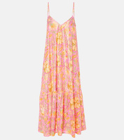 Платье миди из хлопка с цветочным принтом и ламе Juliet Dunn, розовый
