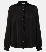 Атласная блузка с оборками Velvet, черный