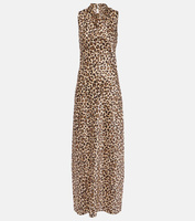 Платье макси kura с леопардовым принтом из смесового шелка Veronica Beard, мультиколор