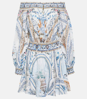 Мини-платье с открытыми плечами, украшенное цветочным принтом Camilla, мультиколор