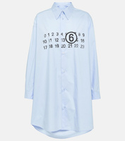 Платье-рубашка из хлопкового поплина с принтом Mm6 Maison Margiela, синий