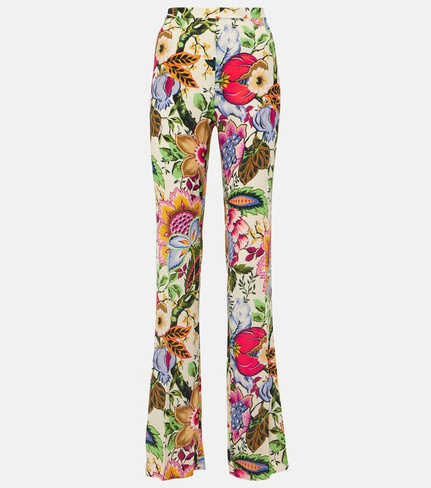 Прямые брюки с завышенной талией и цветочным принтом Etro, мультиколор