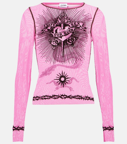 Тюлевый топ с принтом tattoo collection Jean Paul Gaultier, розовый