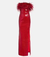 Платье nika с пайетками и отделкой перьями Rebecca Vallance, красный
