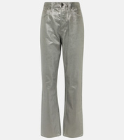 Прямые джинсы daniela с эффектом металлик и высокой посадкой Veronica Beard, серебро