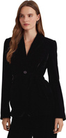 Бархатный пиджак с поясом LAUREN Ralph Lauren, черный