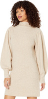 Мини-платье-свитер с воротником-стойкой и пышными рукавами Madewell, цвет Heather Stone