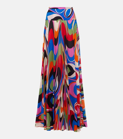 Плиссированная юбка макси с принтом marmo Pucci, мультиколор