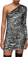Платье Дери под Зебру AllSaints, цвет Black/Silver