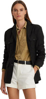 Хлопково-льняная куртка с поясом, узором «в ёлочку» LAUREN Ralph Lauren, черный