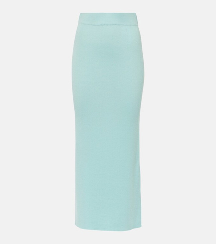 Кашемировая юбка миди с высокой посадкой ronja Lisa Yang, синий