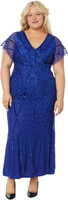 Длинное блузочное платье, расшитое бисером Adrianna Papell, цвет Ultra Blue