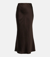 Атласная юбка-миди с диагональным оби-оби Norma Kamali, коричневый