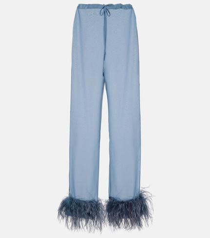 Широкие брюки с отделкой перьями Oséree, синий