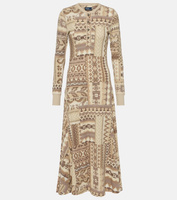 Расклешенное трикотажное платье миди из хлопка Polo Ralph Lauren, бежевый