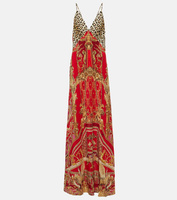 Шелковое платье-комбинация с принтом Camilla, мультиколор