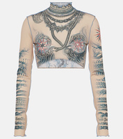 Укороченный топ с принтом из коллекции tattoo Jean Paul Gaultier, мультиколор