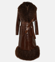 Лакированное пальто с отделкой из овчины Dodo Bar Or, коричневый