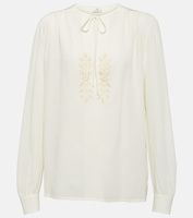 Вышитая шелковая блузка Etro, белый