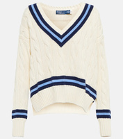 Хлопковый свитер косой вязки Polo Ralph Lauren, мультиколор
