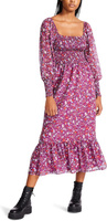 Платье Wildflower Ditsy Smocked Printed Chiffon Midi Betsey Johnson, пурпурный