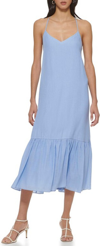 Мятое платье из искусственного шелка без рукавов DKNY, цвет Frosting Blue
