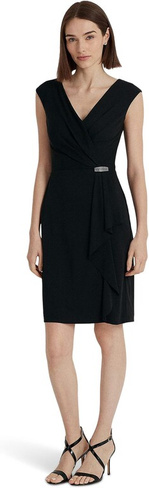 Коктейльное платье из джерси с короткими рукавами LAUREN Ralph Lauren, черный