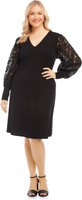 Платье больших размеров с кружевными рукавами Karen Kane, черный