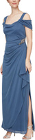 Длинное платье с открытыми плечами и вырезом-хомутом Alex Evenings, цвет Wedgewood
