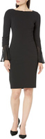 Шифоновое платье-футляр с рукавами колокол Calvin Klein, черный